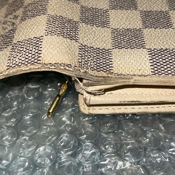 Louis Vuitton Damier Azur Coated Canvas Leather Sarah Long Wallet - Picture 11 of 13